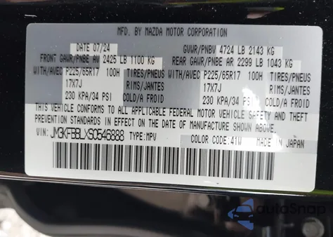 2025 Mazda Cx-5 2.5 S Select z USA, uszkodzony, nr VIN JM3KFBBLXS0546888